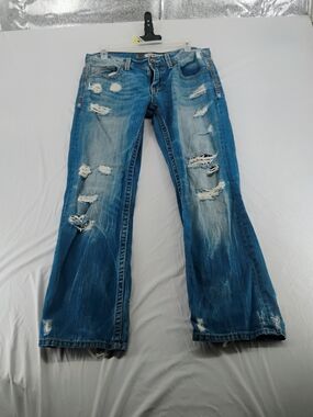 BKE Denim Distressed Blue Women's Bootcut Jeans - Classic Washed Denim
